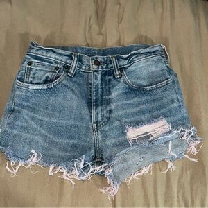 Levi's Blue Distressed Jean Shorts